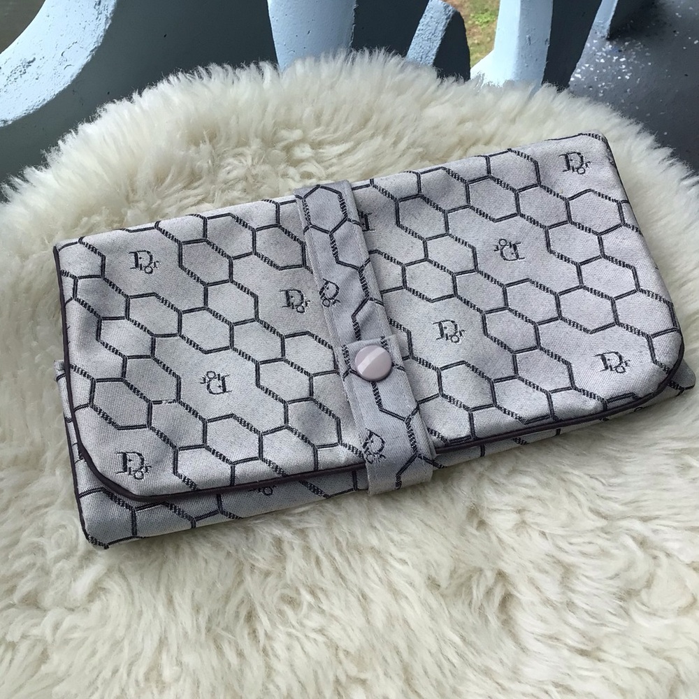 Christian Dior Sacs de Beaute Jacquard Silk Honeycomb Foldover Travel Bag - Picture 2 of 10